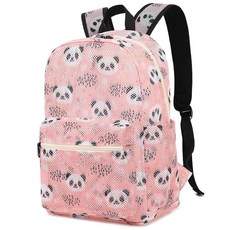 Kouxunt 여아용 여성용 메시 백팩 시스루 캐주얼 스쿨 대학생 책가방 데이지 핑크 대형 모던 미니멀리스트