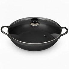 유유마트 국산 업소용 가벼운 경질 높은 전골 냄비 18 20 22 24 26 28 30 32 34, 1개, 30cm_냄비(뚜껑포함), 블랙