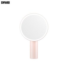 DFMEI 新款化妝鏡子桌面圓形梳妝鏡大號帶燈宿舍led鏡子女, 粉色不帶放大鏡:230*378*64MM