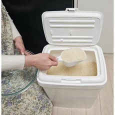 진공 쌀통 잡곡통 스쿱 포함 20kg 30kg, 화이트, 1개