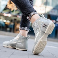 TIMEPURE 남성용 패션 숏 레인부츠 요리사/낚시/작업용 미끄럼방지 내마모 평저 고무신