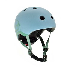 Scoot & Ride 奧地利兒童滑步車安全帽，多段式夜光警示燈安全帽, 1個, 1~3歲 岩石藍