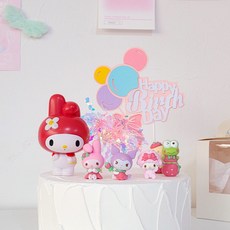 빨간망토 스트로베리 산리오 피규어 케이크토퍼 세트 데코픽 생일파티, 1개