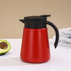 DIU 不銹鋼保溫壺雙層真空燜茶壺家用大容量鴨嘴壺, 1個, 紅色:680ml, 1L