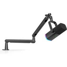 FIFINE 게이밍 마이크 및 로우 프로파일 암 스탠드 번들 음소거 버튼이 있는 XLRUSB 다이내믹 RGB 라이트 데스크톱 스트리밍 스튜디오용 스크류 어댑터가 조절 가능한 붐