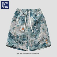 SEAN BY SEAN 印花休閒五分短褲, 藍色