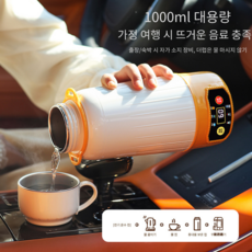 Apnoo 1000ML 차량용 전기포트 12V/24V 차량용 보온포트 텀블러 보온병 휴대용 스테인리스 차량용포트 차량용 커피포트 화물차 대형차 트럭 자동차 주전자 여행용, 304-AP01