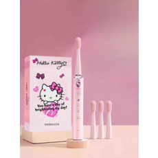 헬로키티 생일선물 실용성 산리오캐릭터 애니메이션 굿즈 포차코 전동칫솔 양치시간타이머 방수 세안 칫솔, 1개, A 3단 모드 4브러쉬