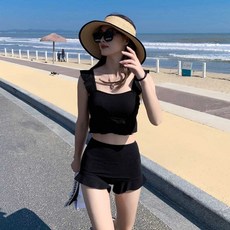 투피스수영복 반팔비키니 커버업 체형커버수영복 휴양지 원피스 수영옷 옷자락여성 여성용