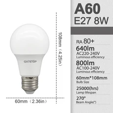 6개/몫 LED 전구 E27 AC 110V 220V 3W 8W 9W 12W 15W 20W 24W 램프 홈 조명에 대 한 차가운 따뜻한 흰색, 08 A60 8W, 01 AC220-240V, 02 4000K Daylight