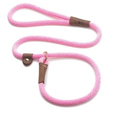 Mendota Pet 슬립 목줄 - 강아지 리드 및 칼라 콤보 - 미국 제조 - 다이아몬드 사암 1cm x 1.2m(3/8인치 x 4피트) - 소형/중형 품종용, 핑크