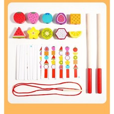 YW 어린이 조기교육 장난감 탕후루 블록 꿰기 과일 숫자 인지 지능훈련 집중력 향상 완구 조카선물, 1세트