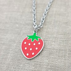 미아방지 목걸이 써지컬 딸기 유아 아동 어린이, 1개, 실버