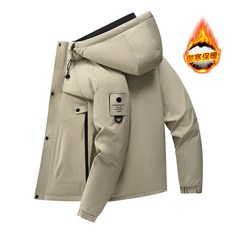 石墨烯智能發熱連帽沖鋒衣棉衣男款，加絨保暖登山外套，短款運動棉服