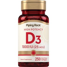 파이핑락 비타민 D3 1000IU (25mcg) 소프트젤, 2개, 250정