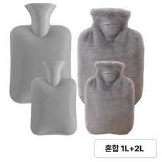 제이롭 부드러운 대용량 물주머니 보온 보냉 오래가는 찜질팩, 1L+2L, 라이트 그레이