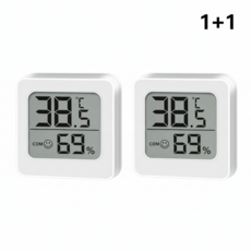[1+1] 초정밀 디지털 실내 온습도계 기갈대 아기방 아기침대 세트 (총 2개), 1세트, 화이트