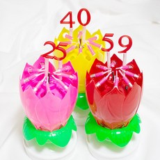 Item House happy birthday melody 蓮花蠟燭 + 數字套裝 2p 3pcs 1set, 1粉色+1紅色+1黃色（3件）