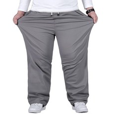 Djeanxa 플러스 사이즈 남성용 캐주얼 팬츠 스트레치 스트레이트 레그 배기 빅 앤 톨 드로스트링 조거 하이킹 L-5XL 다크 그레이. 5XL