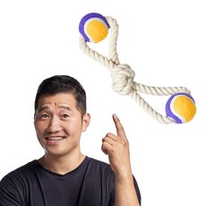 강형욱 추천 퍼피즈 애착 로프 터그 장난감 강아지 터그 놀이 치실 이갈이, 1개, 테니스볼 - 옐로우