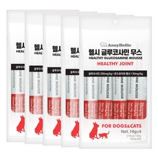 애니홀릭 반려동물 헬시 글루코사민 무스 영양제, 4회분, 치킨&연어, 5개