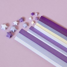 행운별 종이접기 오각별 수공예 DIY 다채로운 컬러 반짝이 장식 선물용, 단일 사이즈, 퍼플