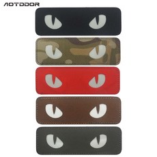 AOTDDOR 밀리터리 야광 빛나는 고양이 캣 아이 디자인 찍찍이 벨크로 자수 와펜 패치