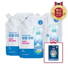 온더바디 코튼풋 발을씻자 풋샴푸 리필 500ml 쿨링 3개+짱구 각질팩 1회분, [레몬] 리필3+각질팩