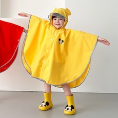 ECLL 디즈니 빛 반사띠 아동 레인코트 후드 판초 우비