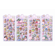 위캔바이 다꾸 폰꾸 크라잉베이비 입체 스티커 4종, 1세트, 혼합색상
