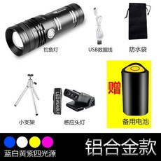 집어등 민물 후레쉬 USB 낚시 충전 삼각대 고정식 랜턴 이코노미 배터리 센서 갑오징어, 7 알루미늄합금4광원 작은거치대세트 보조배터리/센서 램, 1개