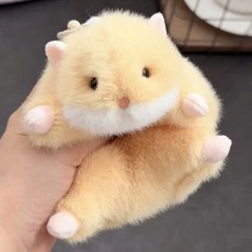 귀여운 햄스터 인형 키링 토끼/개구리 모자 세트 포함, 베이지, 14cm, 1개 베이지, 14cm, 1개
