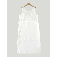 여름 스타일의 독특한 과 분위기를 연출하는 레이어드 앞치마 스타일의 끈 장식 망사 민소매 원피스