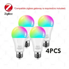 지그비 3.0 스마트 LED 전구 E27 램프 AC 85-265V RGBCW 알렉사 에코 플러스 홈 호환, 01 4PCS Zigbee