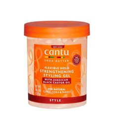 Cantu 칸투 시어 버터 플렉서블 홀드 스트렝스닝 스타일링 젤 위드 자메이칸 블랙 캐스터 오일, 2개, 524g