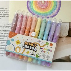 워셔블 실키 크레용 세트 어린이용, 1세트, 10색