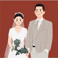 신랑신부 일러스트 3D보석 십자수 커플 함께 하는 다이어몬드페이팅 비즈공예 큐빅 스트레스 해소 사랑 담아 있는 DIY 만들기세트 기념일선물, 신랑신부 008, 60*60, 1개