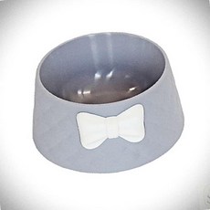 솔스토어 리본 퀄팅식기 그레이 반려동물 중형견 강아지그릇 밥그릇