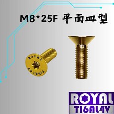 ROYAL 鈦合金螺絲 M8*25F 皿平 飛碟頭, 1個