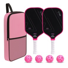 全碳纖維匹克球拍套組 PRO USA PICKLEBALL APPROVED, 2拍4球1粉色包TX16 - 041, 1套