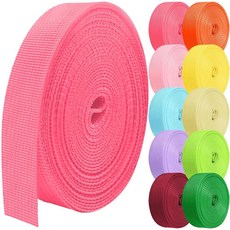 Grosun 폴리프로필렌 웨빙 2.5cm(1인치) 3.8cm(1.5인치) 5.1cm(2인치) 나일론 웨빙 튜브형 웨빙 5 10 25 50 90.5m(10인치) 웨빙 (형광 그, 형광 핑크
