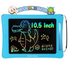 컬러 LCD 유아드로잉패드 10.5인치 (26cm) 전자칠판 낙서장 펜 분실방지 줄 포함 대형 어린이집 선물 스케치북, 파랑(10.5인치), 1개