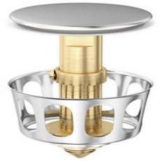 안디아모 1+1 총 두개 구성 세면대 팝업캡 물마개 세면기 자동홈업 자동폽업 슬립 폽업 황동 트랩 머리카락 거름망, 1개