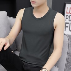 冰絲莫代爾V領男士背心 - 夏季透氣運動緊身無袖坎肩健身