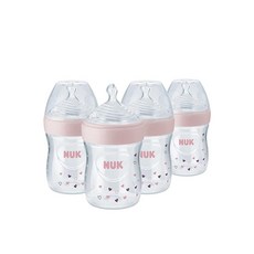 NUK Simply NATURAL 내추럴 아기 젖병 SafeTemp 포함 184851, 5 Ounce, Pink
