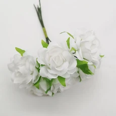 인공 실크 미니 꽃다발 홈 데코 DIY 인조 꽃 새해 크리스마스 화환 수제 6 18, 02 6pcs, 02 white, 1개