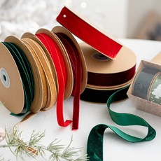 리본 10m 장식용 포장 20m 벨벳끈, 브라운