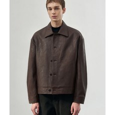 드로우핏 라인 스모크 레더 자켓 [SMOKE BROWN] 439627