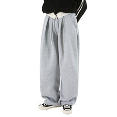 오버나인 여자 여성 겨울용 웜 기모 포핀턱 벌룬 트레이닝 바지 팬츠