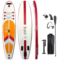 可開發票 SUP雙層加厚耐磨充氣衝浪闆穩定親子戶外站立式劃水闆 槳闆 立闆 滑水闆 立槳 衝浪闆, 中國紅320-81-15全套配件